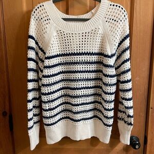 Sonoma Navy and Cream Striped Sweater